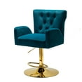 thumbnail image 1 of Swivel Bar Stools with Backs and Arms, Adjustable Bar Stool with Wheels, Counter Height Chairs for Living Room, Velvet Accent Bar Chairs Kitchen Island Stools, with Wood Frame and Metal Base, Teal, 1 of 7