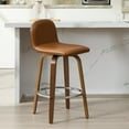 thumbnail image 1 of Swivel Bar Stools Set of 1, 26" Counter Height Upholstered PU Leather Barstools with Low Back Walnut Bentwood Legs, Mid Century Modern Bar Chair Kitchen Island Stool, 1 of 11