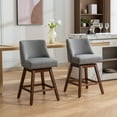 thumbnail image 1 of Swivel Bar Stools Set of 2, 26" Counter Height Bar Stools with Back & Footrest, Upholstered Kitchen Island Chairs with Built-in Nailhead Trim for Home Bar, Pub, Gray, 1 of 9