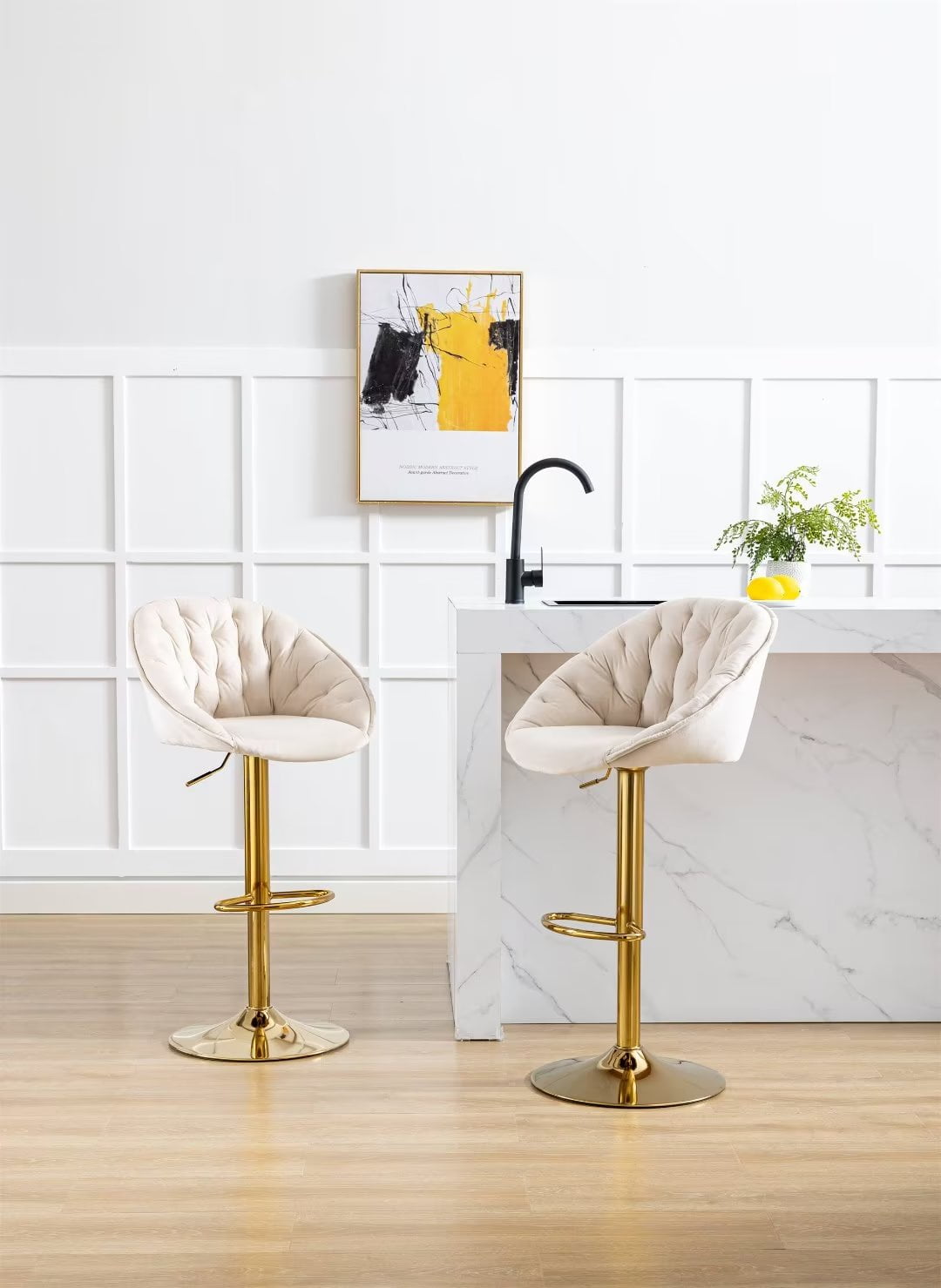 Swivel Bar Stools Set of 2, Accent Dining Chairs, Adjustable Counter