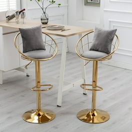 Swivel Kitchen High Bar Chairs with Golden Base Velvet Bar Stool Chair Height Adjustable Counter Chair with Back Swivel Barstool with Footrest for Kitchen Dining Room Set of 6 Walmart