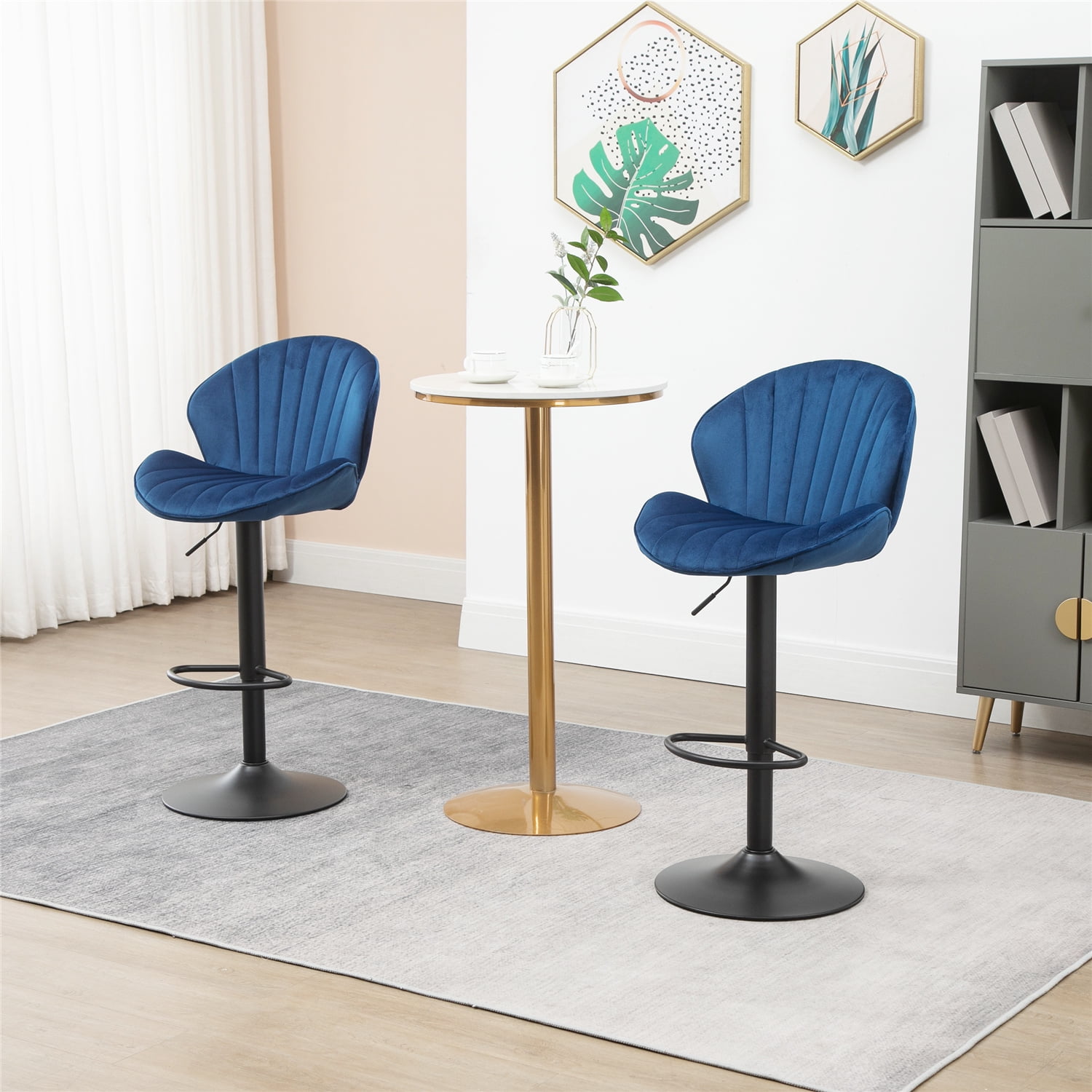 Swivel Bar Stools Set of 2, Adjustable Counter Height Bar Chairs with ...
