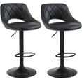 thumbnail image 1 of Swivel Bar Stools Set of 2, Adjustable PU Leather Barstools Chairs with Hollow Back, Upholstered Counter Height Stools with Black Base for Kitchen Dining Pub Cafe, Black, 1 of 8