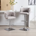 thumbnail image 1 of Swivel Bar Stools Set of 2, Boucle Counter Height Barstools with Back and Footrest, Adjustable Height 34" to 41", Modern Dining Chairs for Home Kitchen Island Bar Dining Room, Grey, 1 of 9