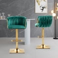 thumbnail image 1 of Swivel Bar Stools Set of 2, Counter Height Bar Stools in Velvet with Woven Back and Footrest, Adjustable Hydraulic Kitchen Counter Bar Chairs Barstool for kitchen island, Home Bar, Dining Room, Green, 1 of 8