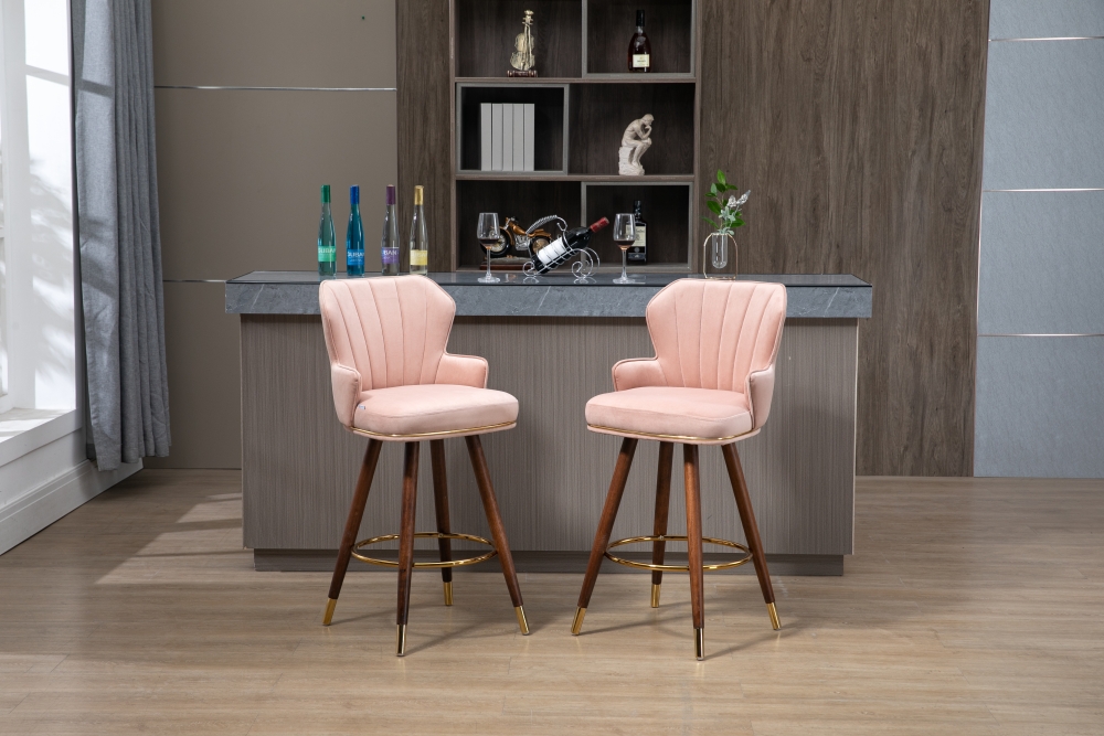 Swivel Bar Stools Set of 2, Counter Height Barstools with Striped