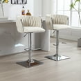 thumbnail image 1 of Swivel Bar Stools Set of 2 with Footrest, Modern Boucle Upholstered Counter Height Barstools with Adjustable Lift, Bar Chairs with Metal Base for Pub, Kitchen, Dining Room, Club, Ivory, 1 of 9
