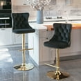 thumbnail image 1 of Swivel Bar Stools Set of 2, Home Pub and Kitchen Bar Chairs, Velvet Upholstered Counter Stools with Backrest and Footrest, Height Adjustable Barstools for Dining Room, Black & Gold, 1 of 7