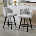 thumbnail image 1 of Swivel Bar Stools Set of 2, Linen 24”H Upholstered Counter Height Bar Stool with Back, Mid Century Modern Bar Chair with Solid Wood Legs for Kitchen Island, Home Bar, Grey, 1 of 9