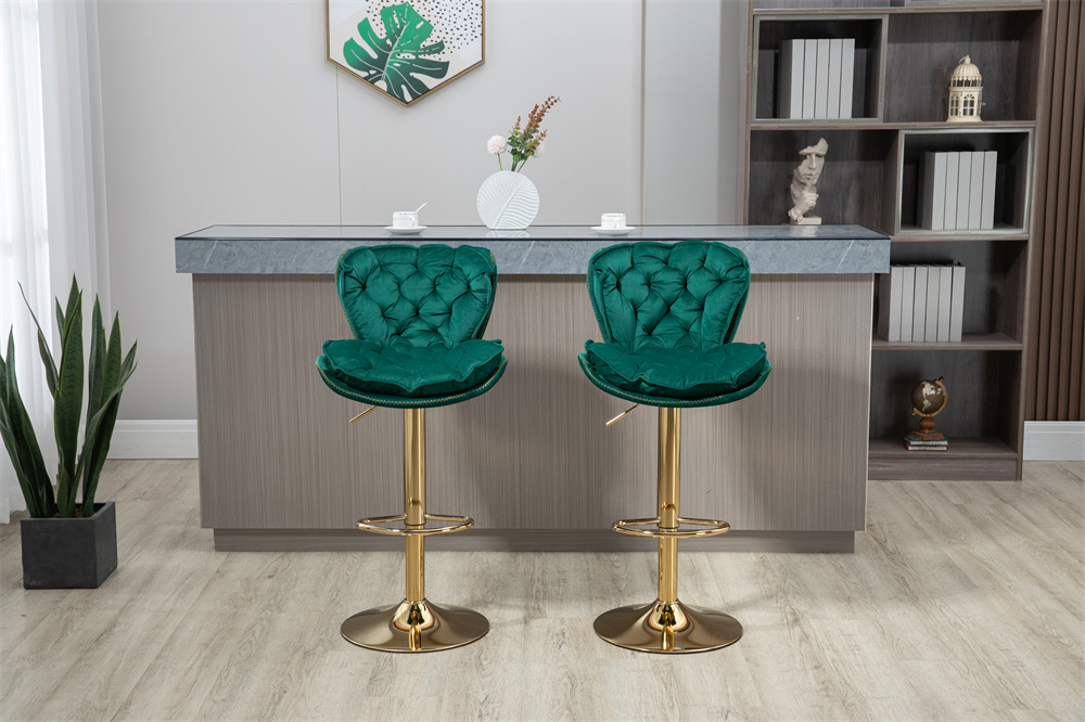 Swivel Bar Stools Set of 2, Modern Tufted Velvet Upholstered Dining