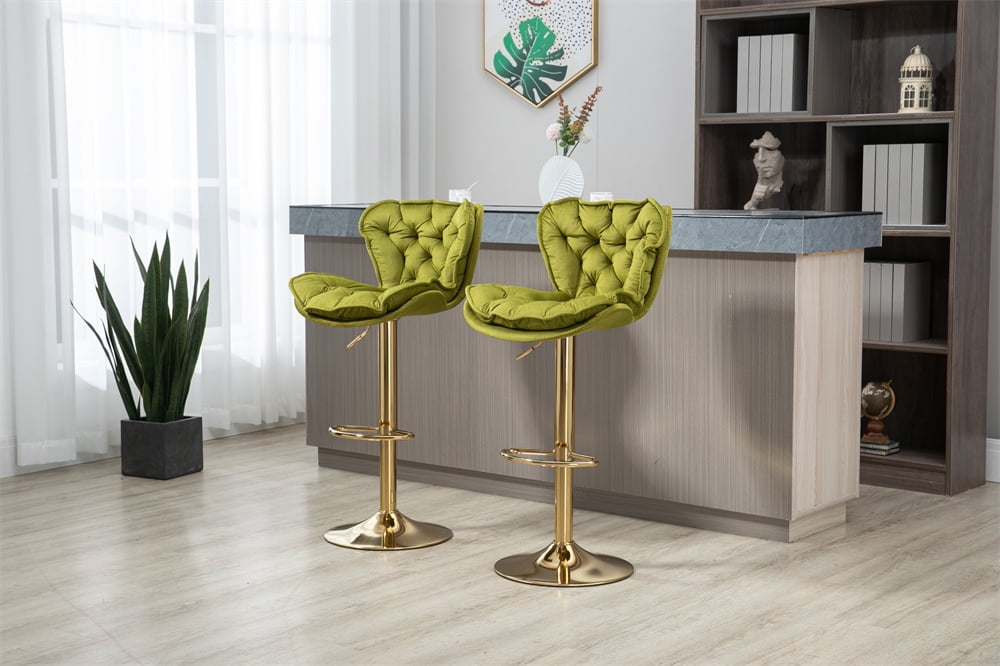 Swivel Bar Stools Set of 2, Modern Tufted Velvet Upholstered Dining