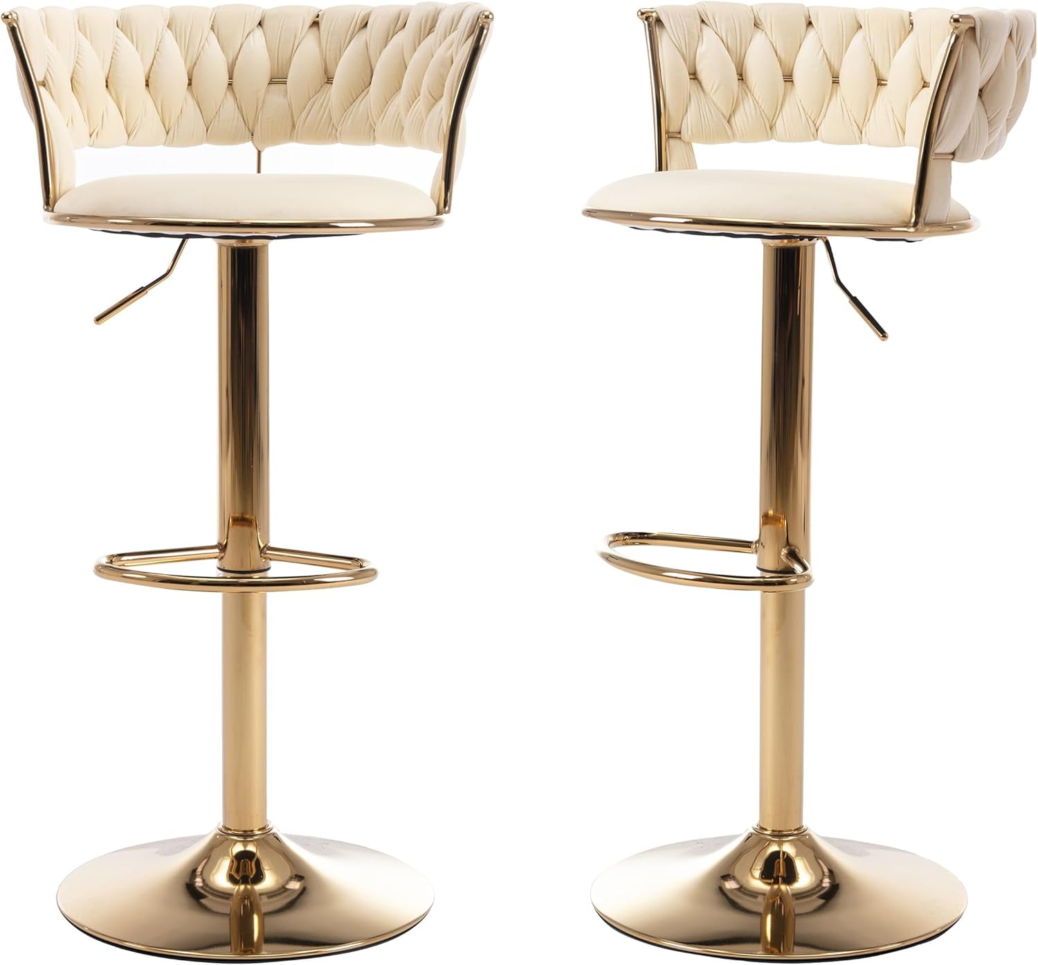 Swivel Bar Stools Set of 2,Modern Velvet Adjustable Height Bar Chairs