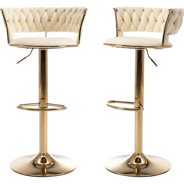 Swivel Bar Stools Set of 2,Modern Velvet Adjustable Height Bar Chairs