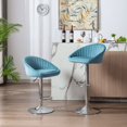 thumbnail image 1 of Swivel Bar Stools Set of 2, Modern Velvet Upholstered Counter Height Barstools with Footrest and Metal Base, Comfy Adjustable Height Dining Chairs for Kitchen Island Restaurants Bars, Blue, 1 of 7