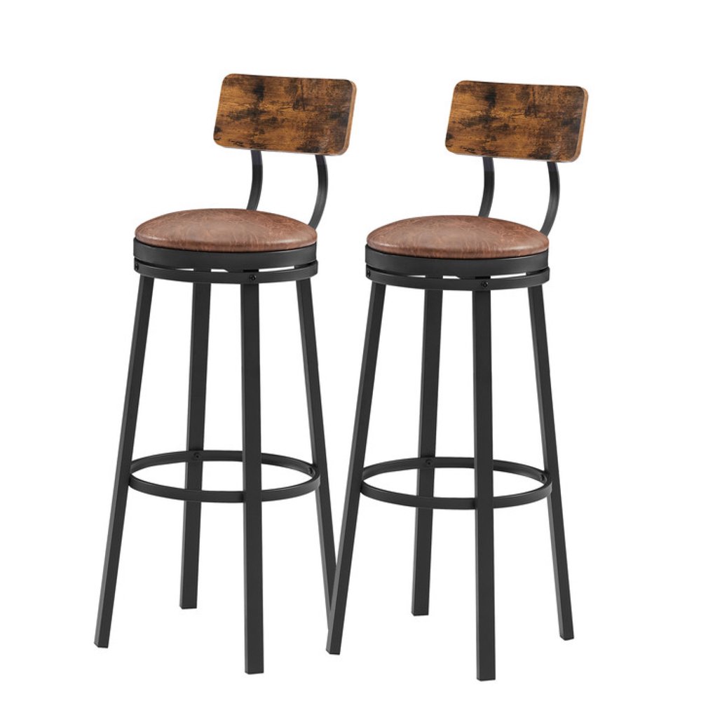 Swivel Bar Stools Set of 2, Rustic Counter Height BarStools with PU