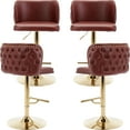 thumbnail image 1 of Swivel Bar Stools Set of 4, PU Leather Bar Stools with Back, 25"-33" Counter Height to Bar Height Adjustable Stool Chairs, for Kitchen Island Pub Dining Room (4Pcs,Burgundy Wine Red), 1 of 6