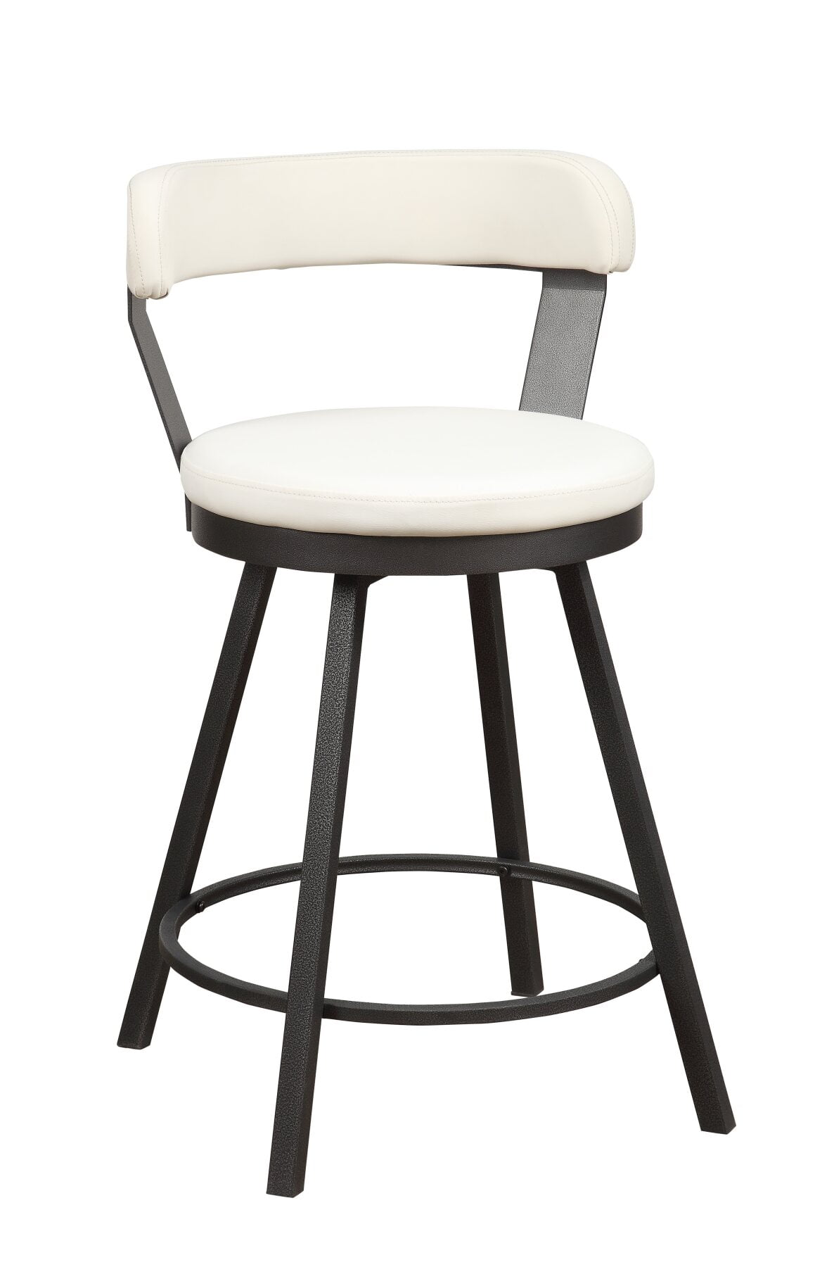 Elysian White Leatherette Swivel Counter Chair with Metal Base, Set of 2