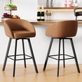 thumbnail image 1 of FIRAVOE Swivel Bar Stools Set of 2, 30" Bar Height Bar Stools with Back, Faux Leather Bar Chair Kitchen Barstools Counter Stools, Camel Brown, 1 of 9