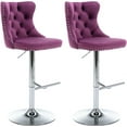 thumbnail image 1 of Swivel Bar Stools Set of 2 Adjustable Back Velvet Tufted Modern Upholstered Bar Chairs with Nailhead Kitchen Island Restaurant Pub Counter, 1 of 9