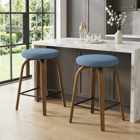 Swivel Bar Stools Set of 2, Counter Height Backless 26 Inch Island Stools