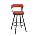 thumbnail image 1 of Swivel Bar Stools Set of 2, Leather Upholstered Bar Height Chairs with Metal Base, 360-degree Swivel Side Chairs for Dining Room Kitchen Pub, Red, 1 of 5
