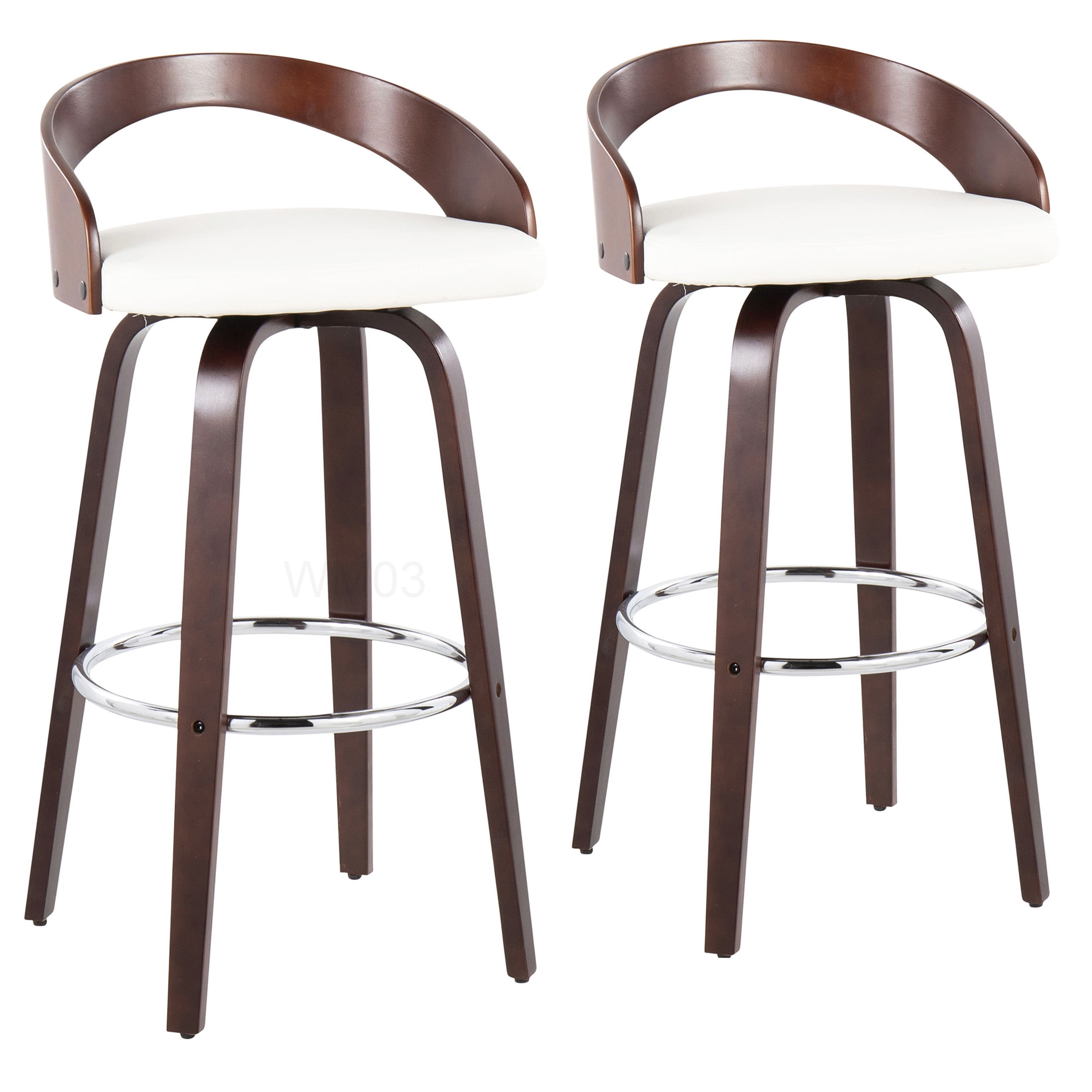 Swivel Bar Stools Set of 2, Modern Counter Stools with Faux Leather Seat and Chrome Footrest