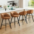 thumbnail image 1 of FIRAVOE Swivel Bar Stools Set of 4, 30" Bar Height Bar Stools with Back, Faux Leather Bar Chair Kitchen Barstools Counter Stools, Camel Brown, 1 of 9