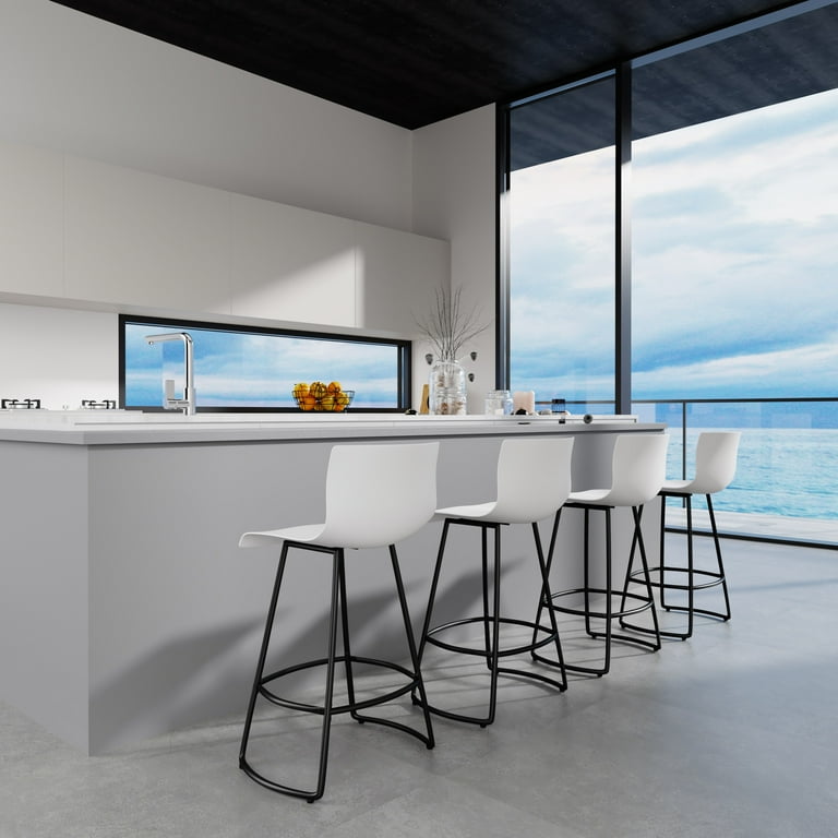 Swivel Bar Stools with Backs Plastic Counter Height Stools Set of