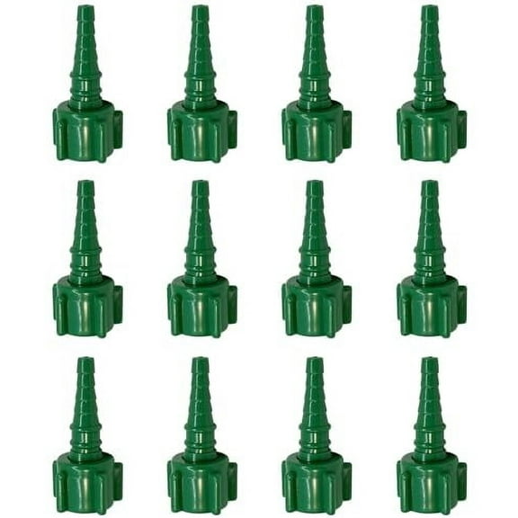 Swivel Barb Adaptor Nipple Nut, Swivel Nipple Christmas Tree Connector, Green Oxygen Tubing Connector (12 Pack)