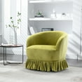 thumbnail image 1 of Swivel Barrel Accent Chair, Velvet Upholstered Single Sofa Chair with Metal Base, Modern Comfy Living Room Chairs with Curved Armrest for Living Room, Bedroom, Lounge, Olive, 1 of 7