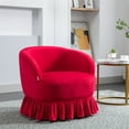 thumbnail image 1 of Swivel Barrel Accent Chair, Velvet Upholstered Single Sofa Chair with Metal Base, Modern Comfy Living Room Chairs with Curved Armrest for Living Room, Bedroom, Lounge, Red, 1 of 7