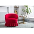 thumbnail image 1 of Swivel Barrel Chair, 360 Degree Swivel Barrel Club Chair with Pleated Skirt, Comfy Velvet Round Sofa Chair for Living Room, Leisure Armchair for Nursery, Bedroom, Red, 1 of 1