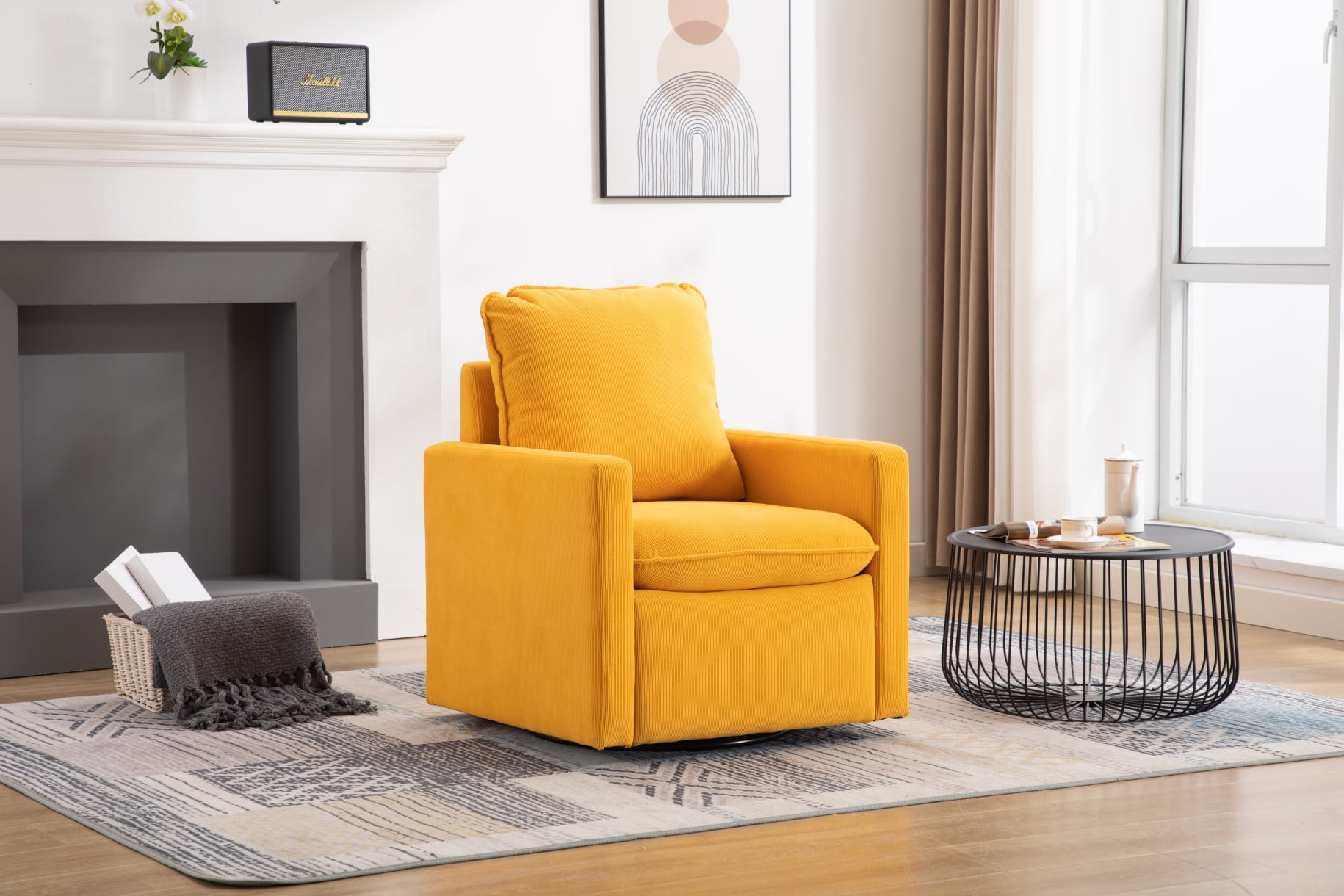 Swivel Barrel Chair, Comfy Accent Sofa Chair for Living Room, 360