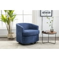 thumbnail image 1 of Swivel Barrel Chair, Comfy Round Boucle Accent Sofa Chair with Wooden Frame and Metal Base, Small Leisure Club Arm Chair for Nursery, Living Room, Hotel, Bedroom, Office, Navy, 1 of 8