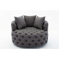 thumbnail image 1 of Swivel Barrel Chair, Linen Round Oversized Accent Chair with 3 Pillows, Modern Swivel Accent Chair, Swivel Accent Sofa Barrel Chairs, Leisure Chair for Living Room Hotel Lounge Club, Gray, 1 of 7
