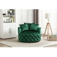 thumbnail image 1 of Swivel Barrel Chair,Modern Leisure Chair Upholstered Accent Barrel Chair,360°Swivel Velvet Barrel Chair with 3 Pillows,Club Chair Upholstered Round Single Sofa for Living Room Hotel Club,Emerald, 1 of 7