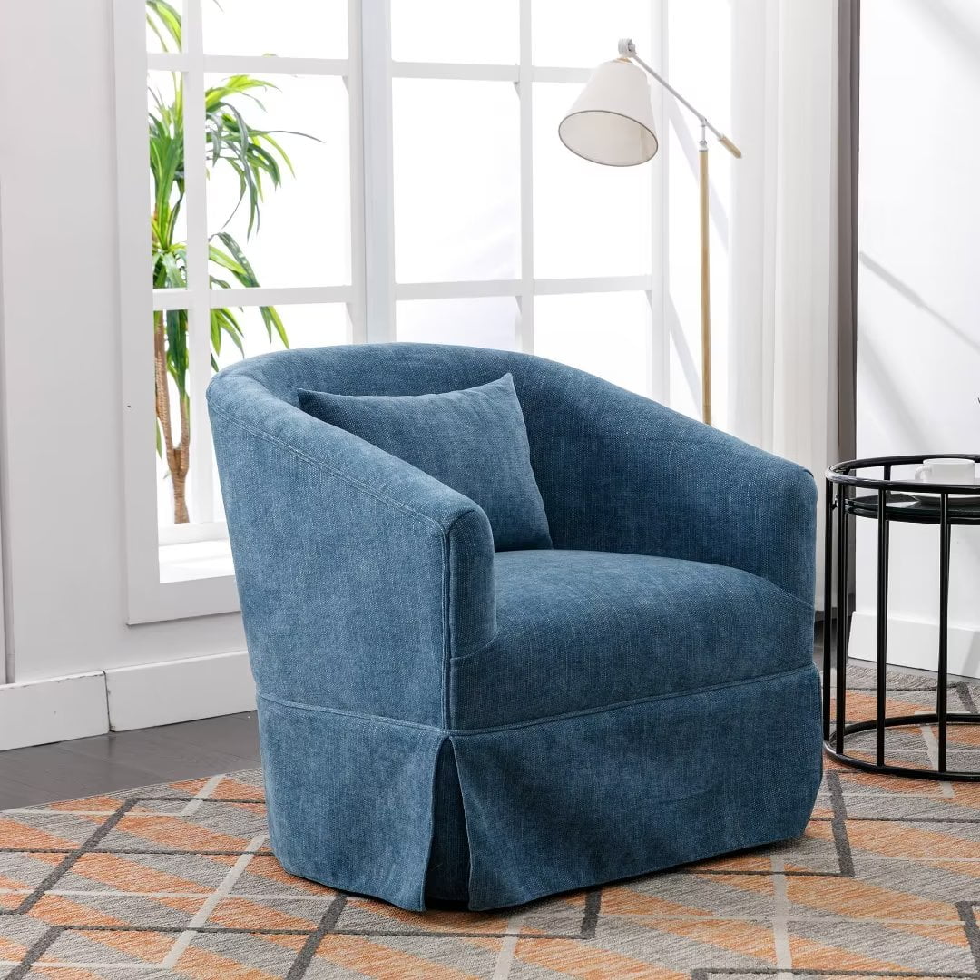 Homtique Small Swivel Barrel Chair,Comfy Round Club Chairs for Living Room  Bedroom,360 Degree Swivel Single Sofa Lounge Accent Chair Boucle Armchair