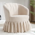 thumbnail image 1 of Swivel Barrel Chair, Modern Linen Fabric Upholstered Round Auditorium Chairs with Pleated Skirt, 360 Degree Swivel Single Sofa Armchair for Nursery Living Room Bedroom Hotel Office, Beige, 1 of 9