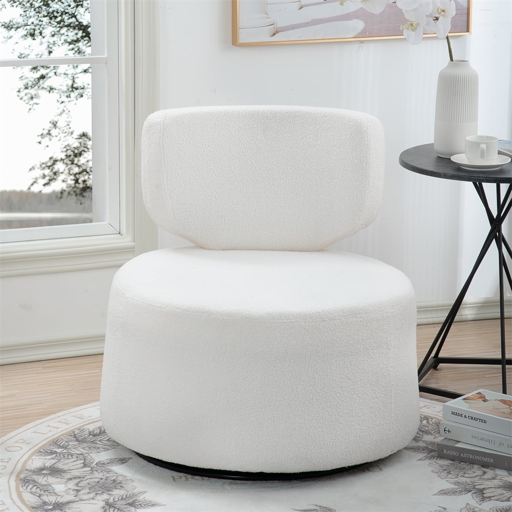 Swivel Barrel Chair, Modern PU Upholstered Accent Chair with Removable ...