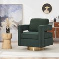 thumbnail image 1 of Swivel Barrel Chair, Modern Round Accent Arm Chairs with Hollow Back,  Faux Fur Upholstered Comfy 360 Degree Swivel Single Circle Club Sofa Chair for Nursery Living Room Bedroom Hotel Office, Green, 1 of 9