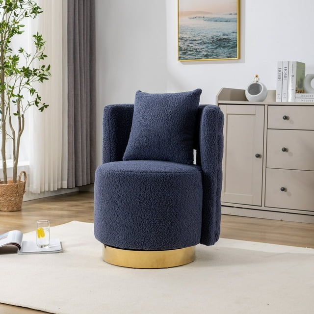 Swivel Barrel Chair, Modern Round Swivel Accent Chair with Curved ...