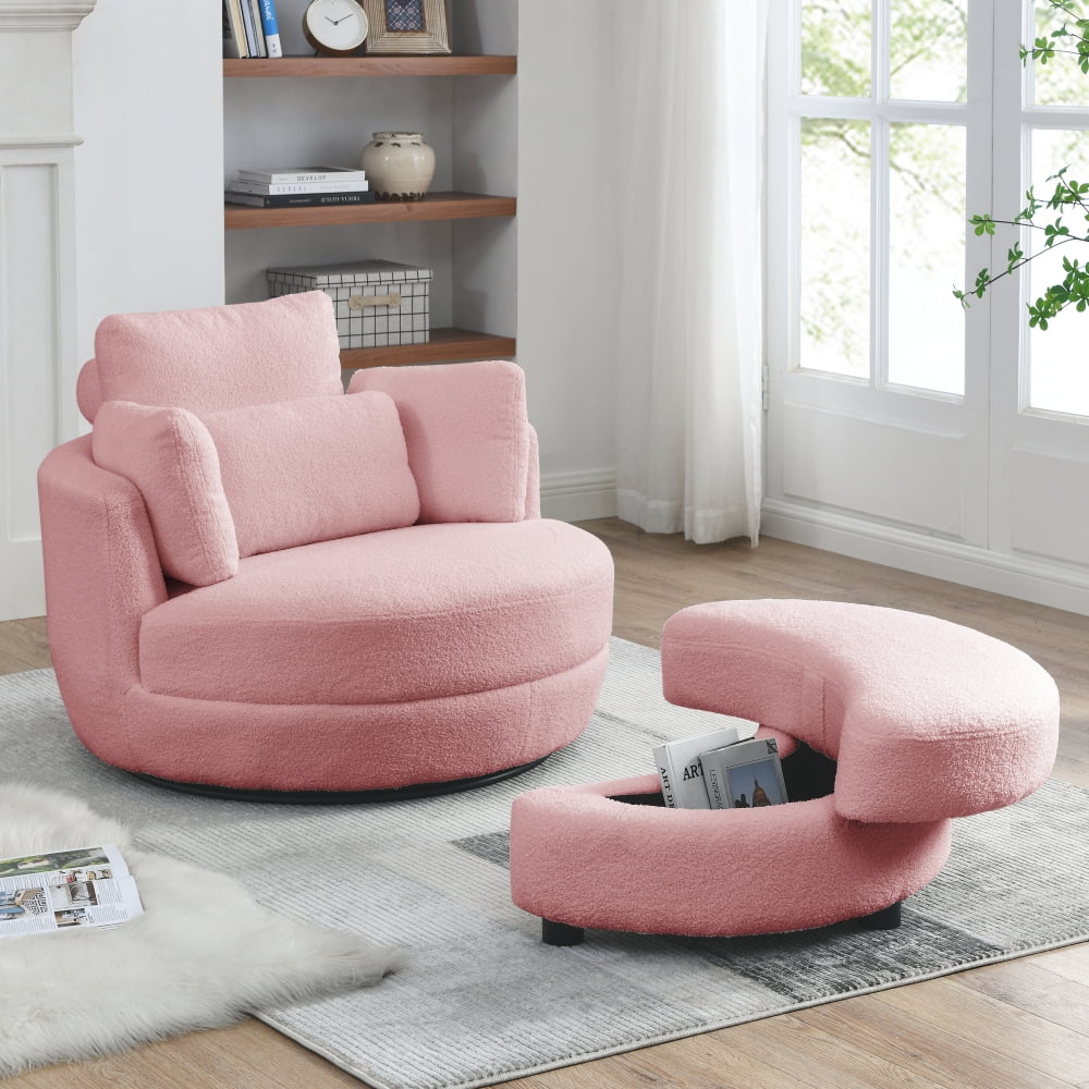 Large barrel chair with ottoman online