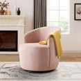 thumbnail image 1 of Swivel Barrel Chair, Modern Velvet Upholstered 360°Swivel Accent Chairs, Small Round Comfy Armchair Single Sofa Chair for Nursery Living Room Bedroom, Pink, 1 of 8