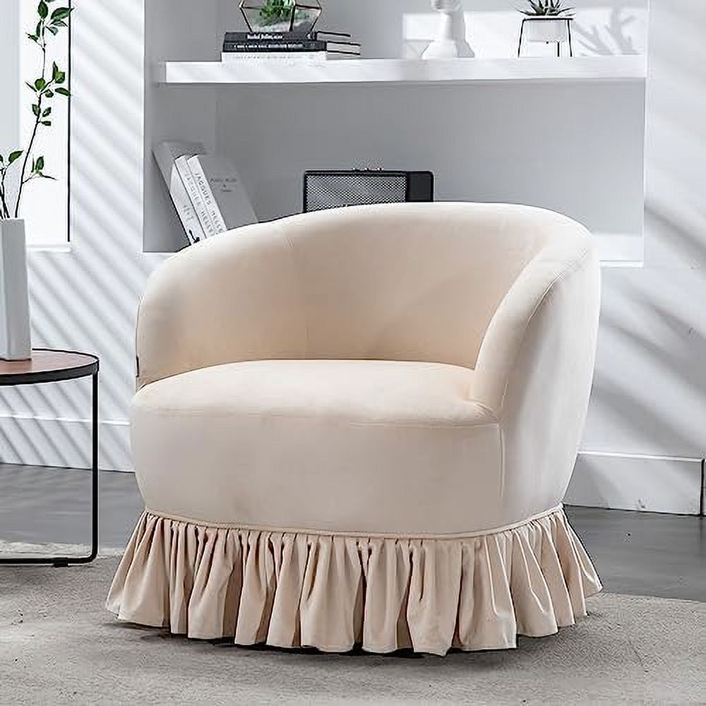 Swivel Barrel Chair with Pleated Skirt 360 Degree Swivel Barrel Club