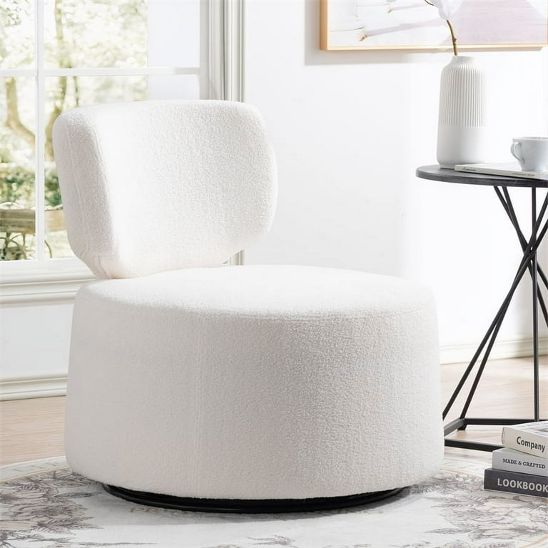Swivel Barrel Chair, Plush Accent Chair, Round Lounge Chair with