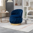 thumbnail image 1 of Swivel Barrel Chair with Storage, 360 Degree Cuddle Accent Chair with Wide Upholstered, Round Armchair Fluffy Velvet Fabric Single Chair for Living Room Bedroom, Navy, 1 of 8
