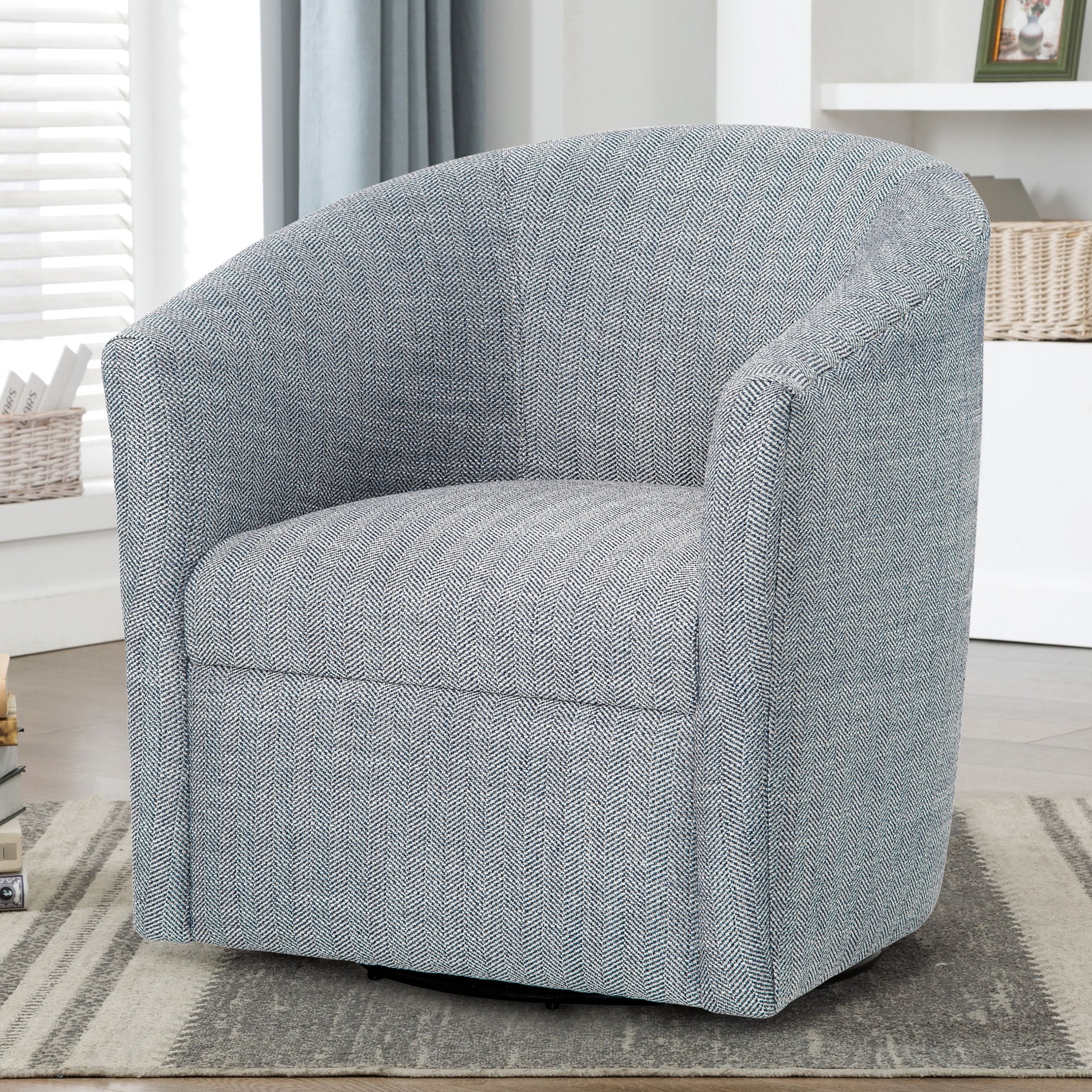 Swivel Barrel Chair with Wrap - around Design+360 Degree Swivel Base ...