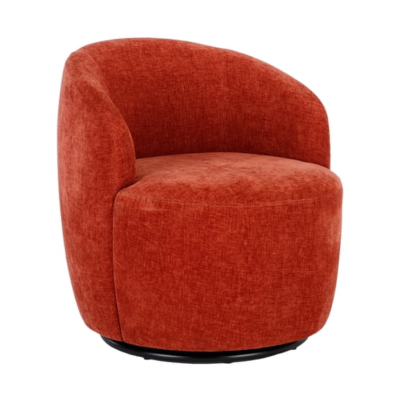 Swivel Barrel Chairs Accent Chair, 360° Swivel Single Armchair Round Lounge with Backrest for Living Room,Chenille Fabric (Orange)