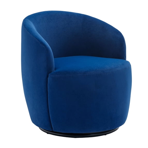 Swivel Barrel Chairs Accent Chair, 360° Swivel Single Armchair Round Lounge with Backrest for Living Room,Velvet Fabric (Blue)