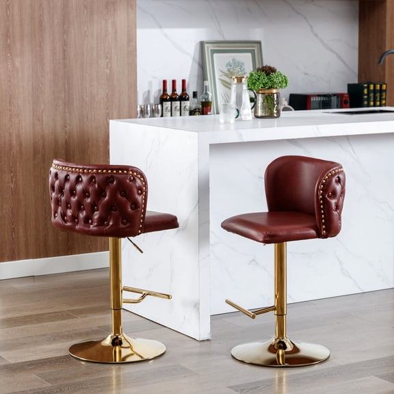 Swivel Barstool Pair | Adjustable for Home and Pub Use | PU Leather Main Body | Addresses Seating Discomfort